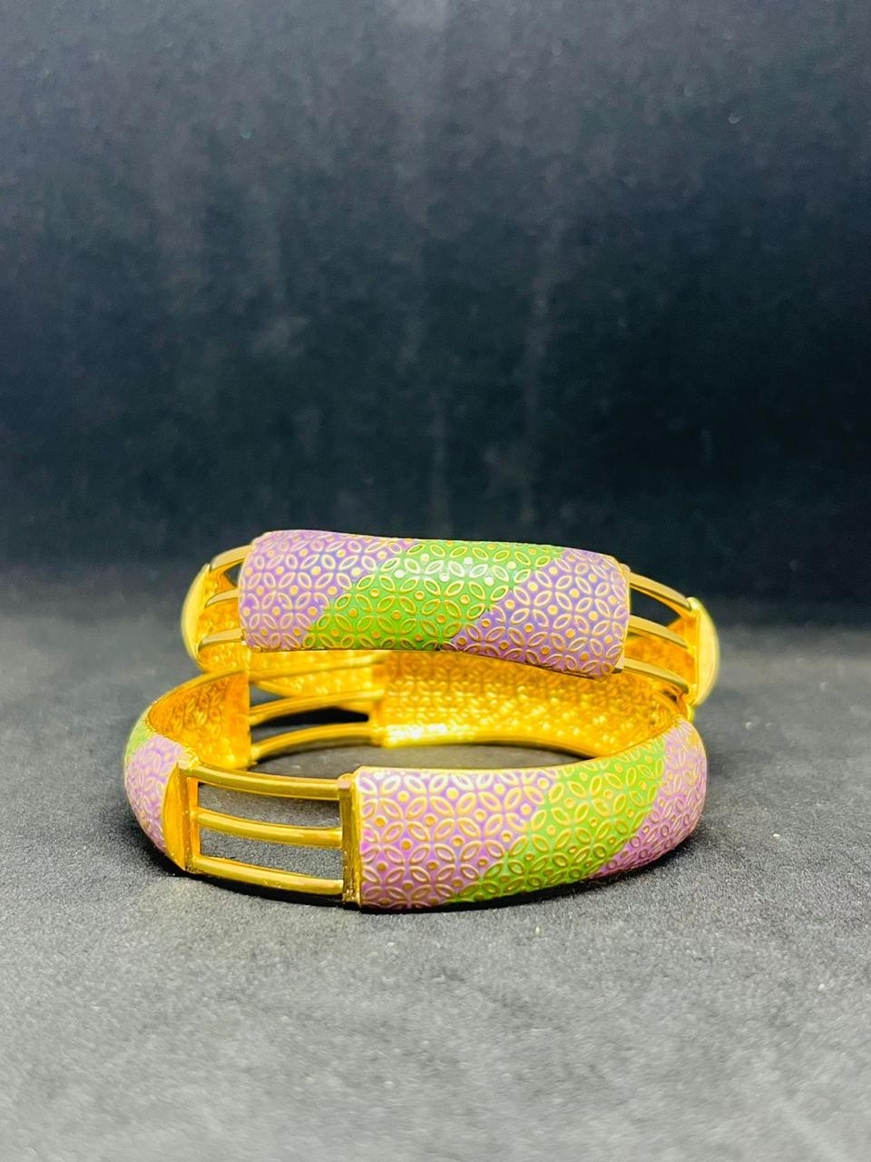Pastel enamel gold bangles