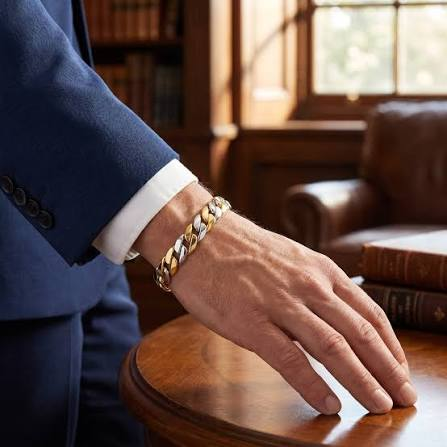 Gold bracelet on wrist