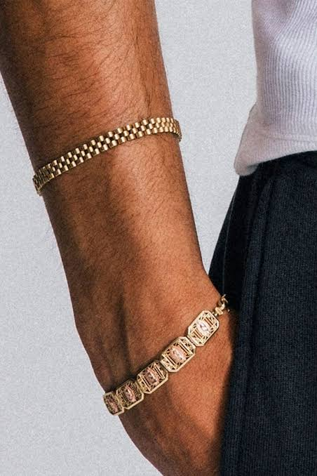 Gold bracelet on wrist