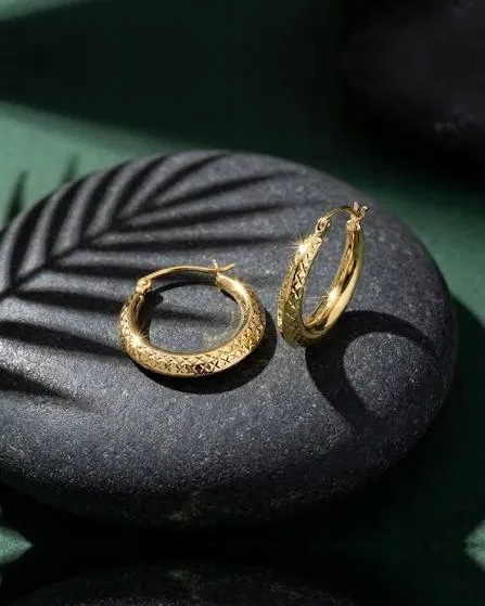 Textured gold hoop earrings