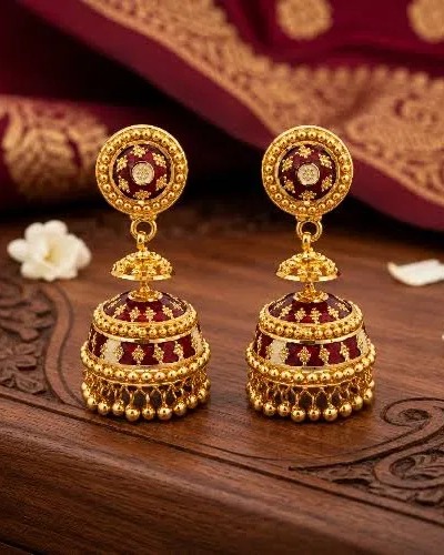 Antique gold jhumka earrings